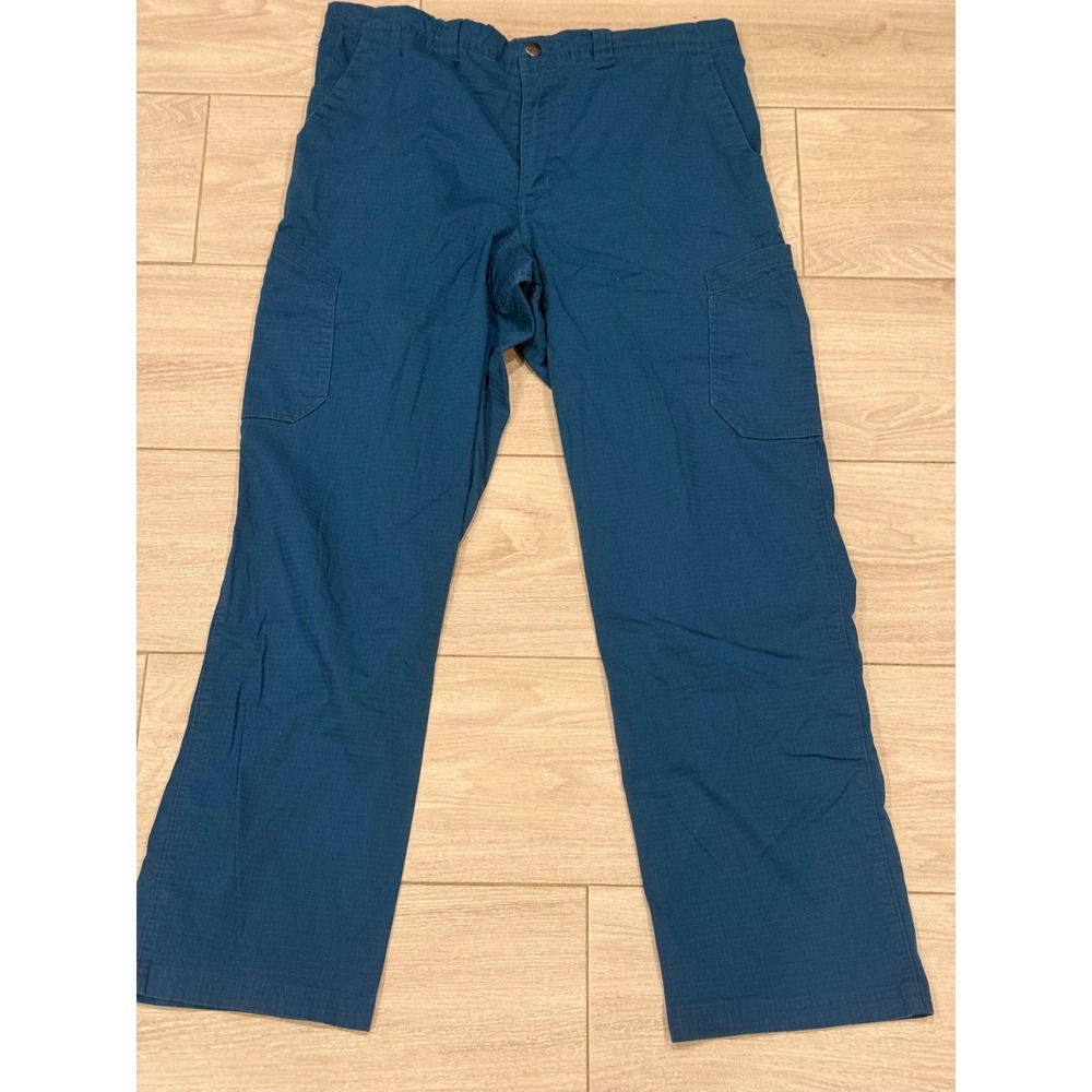Carhartt Rugged Flex Men Blue Ripstop Straight Leg Cargo Scrub Pants Size L